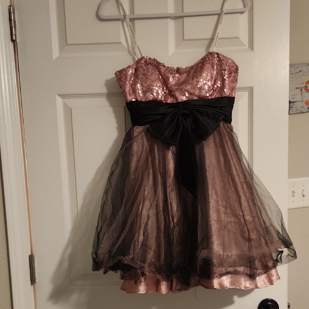Masquerade Pink and Black Strapless Dress